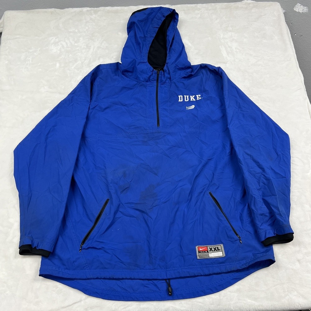 Nike Windbreaker Jacket Mens XXL Blue Duke Blue Devils Half Zip Hooded 1024